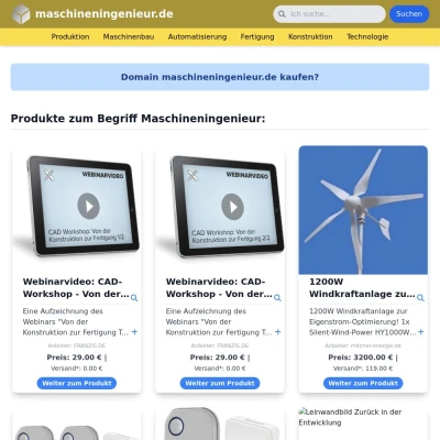 Screenshot maschineningenieur.de