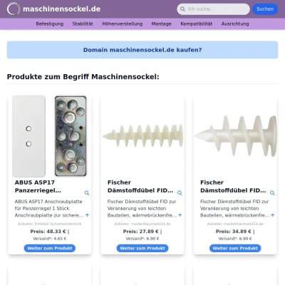 Screenshot maschinensockel.de