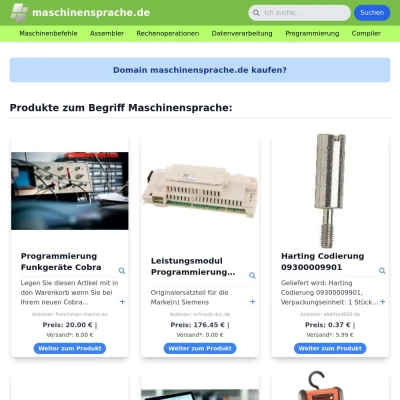 Screenshot maschinensprache.de