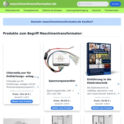 Screenshot maschinentransformator.de