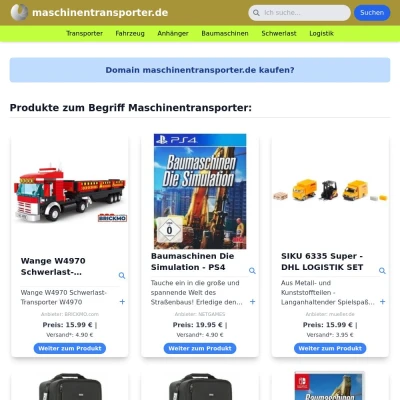 Screenshot maschinentransporter.de