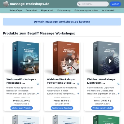 Screenshot massage-workshops.de