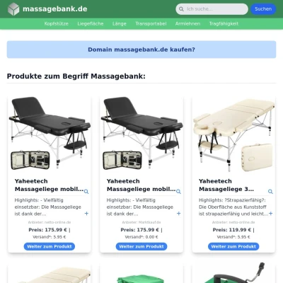 Screenshot massagebank.de