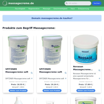 Screenshot massagecreme.de