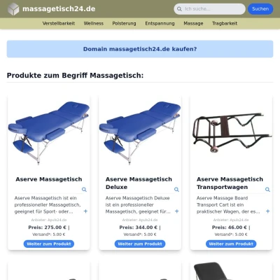 Screenshot massagetisch24.de