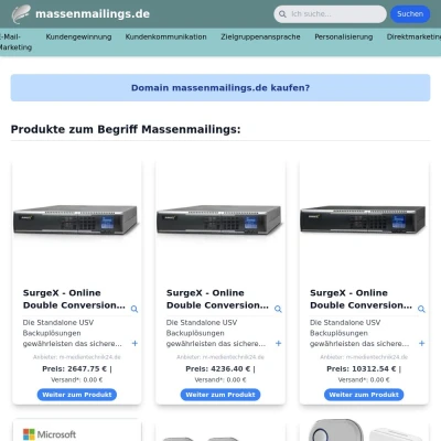 Screenshot massenmailings.de