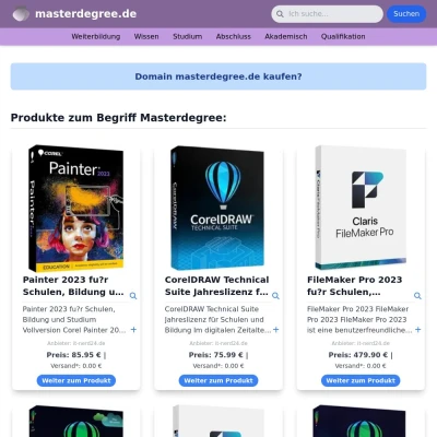 Screenshot masterdegree.de