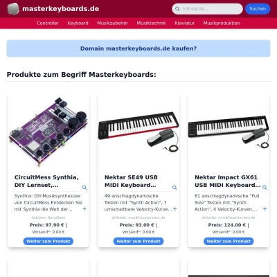 Screenshot masterkeyboards.de