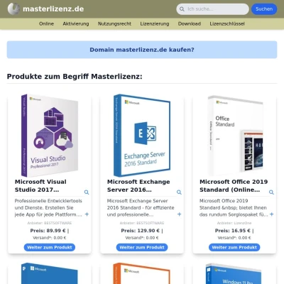 Screenshot masterlizenz.de