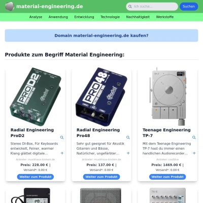 Screenshot material-engineering.de