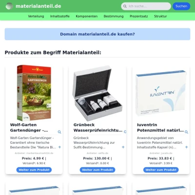 Screenshot materialanteil.de