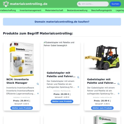 Screenshot materialcontrolling.de