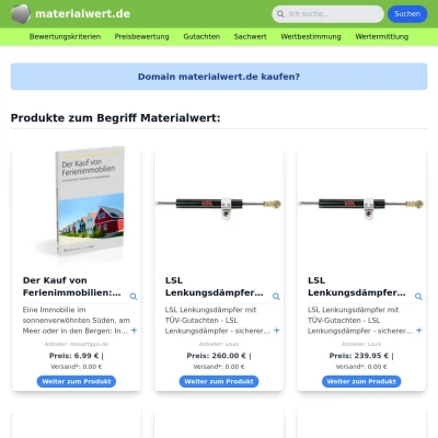 Screenshot materialwert.de