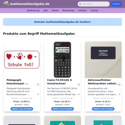 Screenshot mathematikaufgabe.de