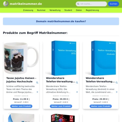 Screenshot matrikelnummer.de