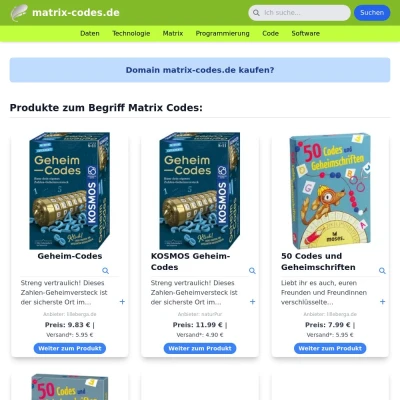 Screenshot matrix-codes.de