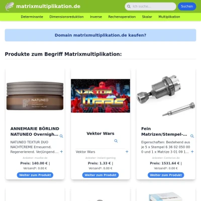 Screenshot matrixmultiplikation.de