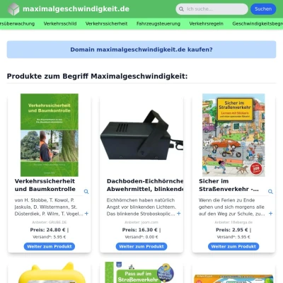 Screenshot maximalgeschwindigkeit.de