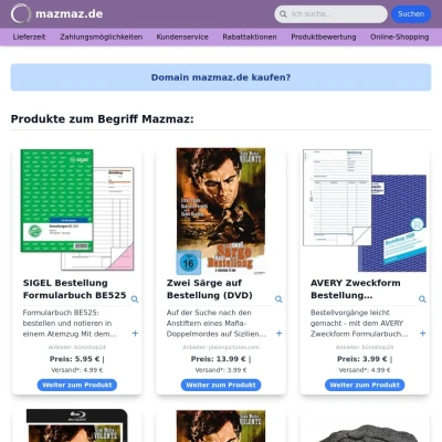 Screenshot mazmaz.de