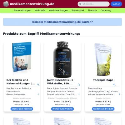 Screenshot medikamentenwirkung.de