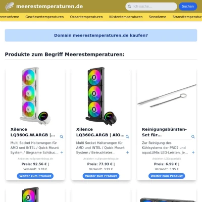 Screenshot meerestemperaturen.de