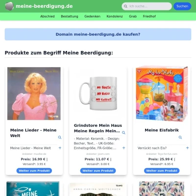 Screenshot meine-beerdigung.de
