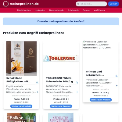 Screenshot meinepralinen.de