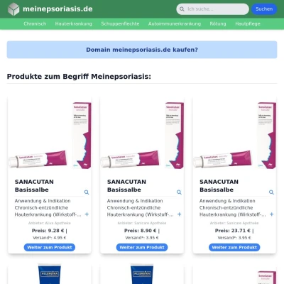 Screenshot meinepsoriasis.de