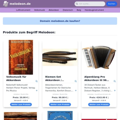 Screenshot melodeon.de