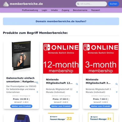 Screenshot memberbereiche.de