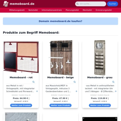 Screenshot memoboard.de