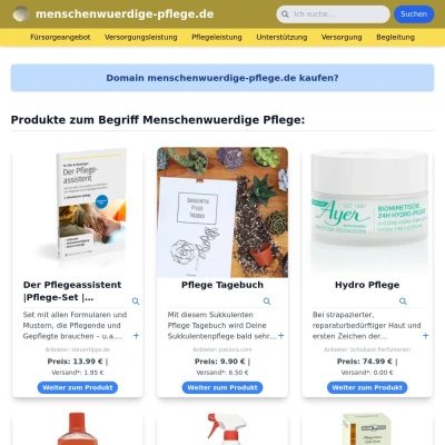 Screenshot menschenwuerdige-pflege.de