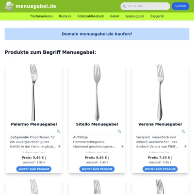 Screenshot menuegabel.de