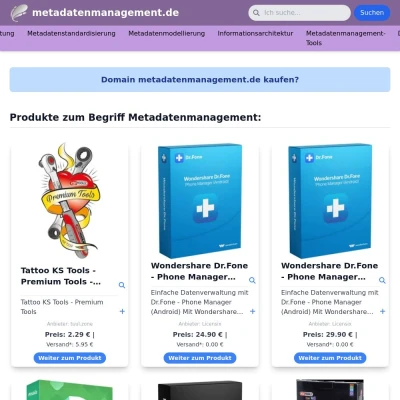 Screenshot metadatenmanagement.de