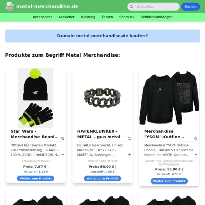 Screenshot metal-merchandise.de