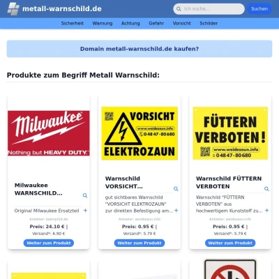 Screenshot metall-warnschild.de