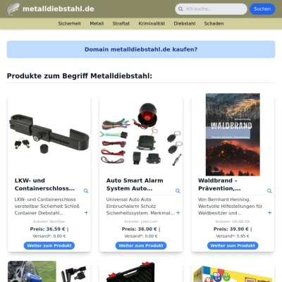 Screenshot metalldiebstahl.de