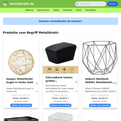 Screenshot metalldraht.de