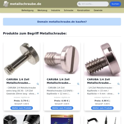 Screenshot metallschraube.de