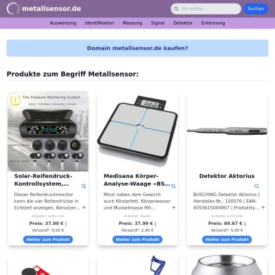 Screenshot metallsensor.de