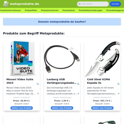 Screenshot metaprodukte.de