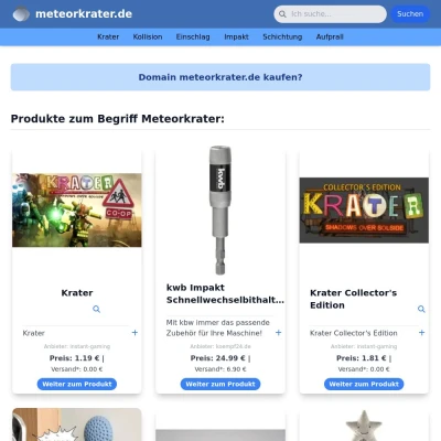 Screenshot meteorkrater.de