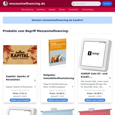 Screenshot mezzaninefinancing.de