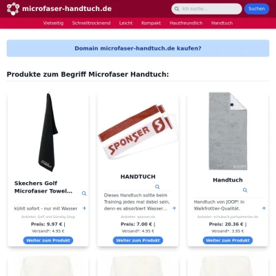 Screenshot microfaser-handtuch.de