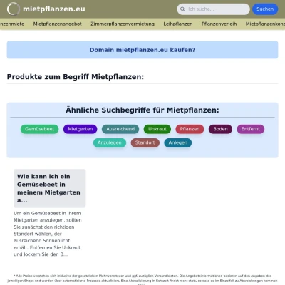 Screenshot mietpflanzen.eu