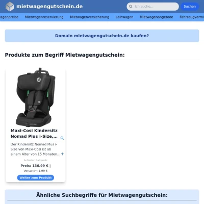 Screenshot mietwagengutschein.de