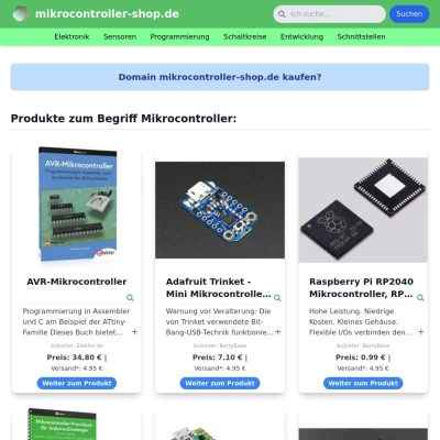 Screenshot mikrocontroller-shop.de