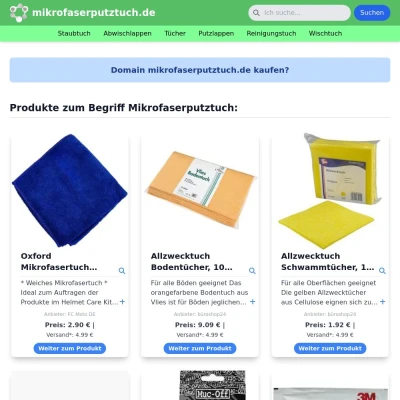 Screenshot mikrofaserputztuch.de