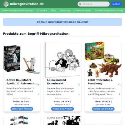 Screenshot mikrogravitation.de