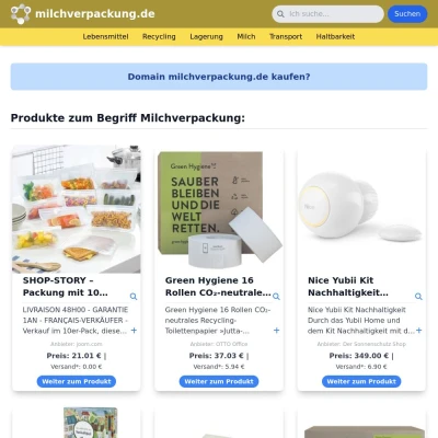 Screenshot milchverpackung.de